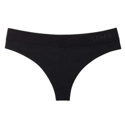 Ldma Low Hide Ribbed Thong In Black