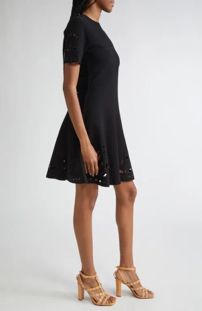 Ulla Johnson Fania Short Sleeve Knit Mini Dress In Noir In Blue