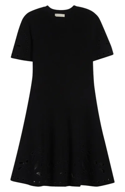 Ulla Johnson Fania Short Sleeve Knit Mini Dress In Noir In Blue