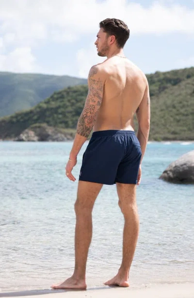 Auto-reply™ Sebastian Solid 4-inch Nylon Swim Trunks In Blue