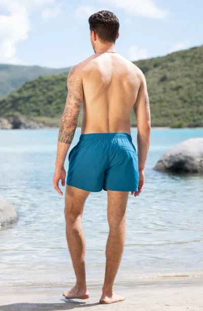 Auto-reply™ Sebastian Solid 4-inch Nylon Swim Trunks In Blue