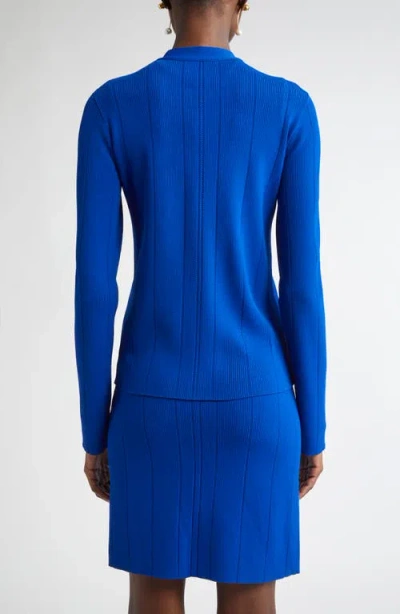 St John St. John Collection Moving Ribs Pointelle Knit Jacket In Blue