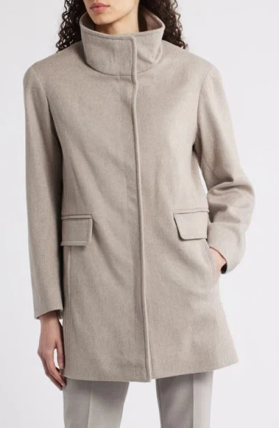Fleurette Zoey Stand Collar Wool Car Coat In Neutral
