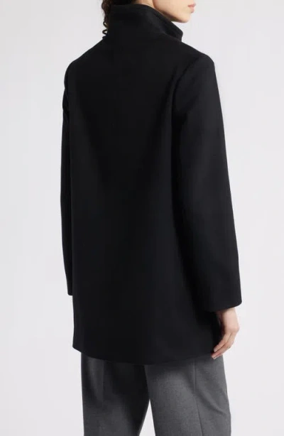 Fleurette Zoey Stand Collar Wool Car Coat In Black