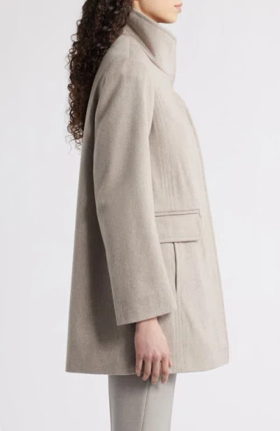 Fleurette Zoey Stand Collar Wool Car Coat In Neutral