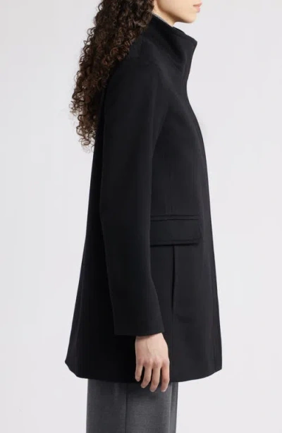 Fleurette Zoey Stand Collar Wool Car Coat In Black