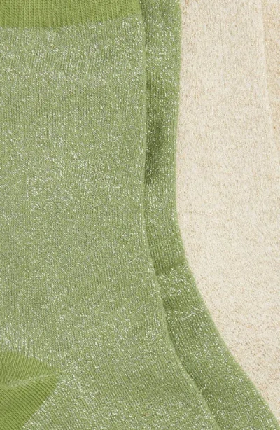 High Heel Jungle Assorted 2-pack Metallic Crew Socks In Green