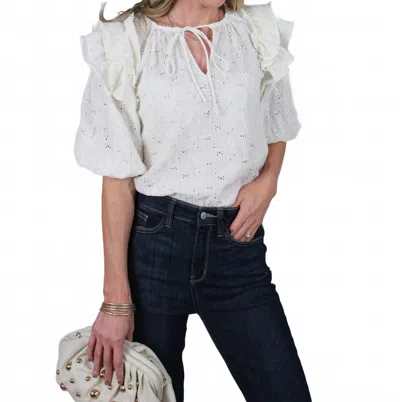 Mable Eyelet Lace Embroidered Blouse In Cream