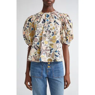 Ulla Johnson Coralie Short Sleeve Blouse Magnolia In Multi