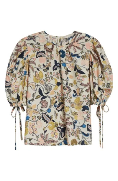 Ulla Johnson Coralie Short Sleeve Blouse Magnolia In Multi