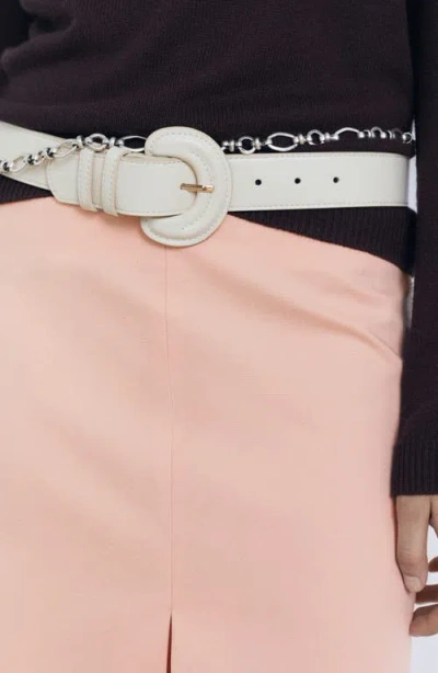 Mango Cotton Midi-skirt With Pleat Detail Pastel Pink In Multi