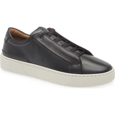 Hugo Boss Boss Gary Textured Leather Low Top Sneaker In Black