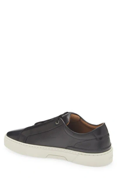 Hugo Boss Boss Gary Textured Leather Low Top Sneaker In Black