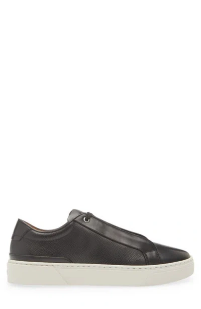 Hugo Boss Boss Gary Textured Leather Low Top Sneaker In Black