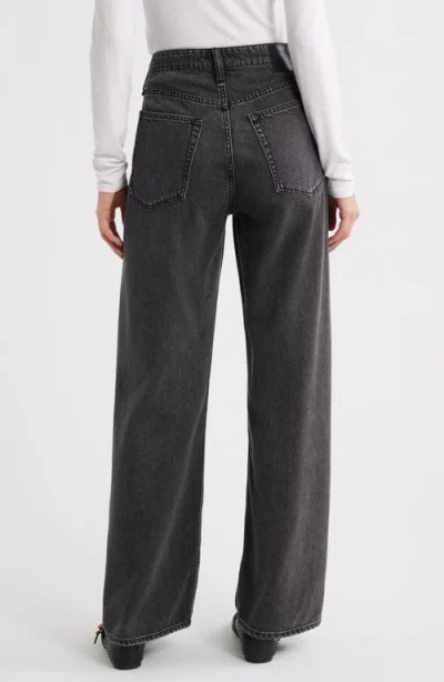 Rag & Bone Featherweight Logan High Rise Wide Leg Jeans In Jet Black In Black