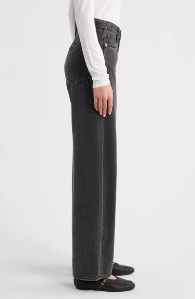 Rag & Bone Featherweight Logan High Rise Wide Leg Jeans In Jet Black In Black