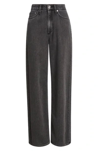 Rag & Bone Featherweight Logan High Rise Wide Leg Jeans In Jet Black In Black