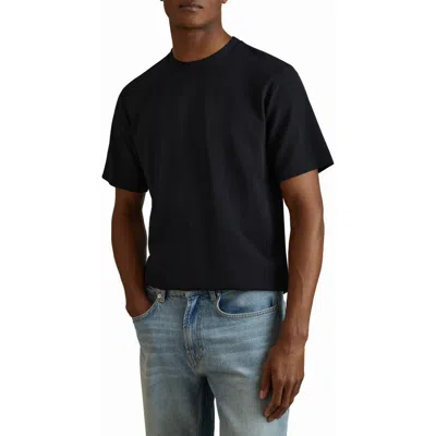 Reiss Mens Navy Wick Textured Stretch-woven T-shirt In Black