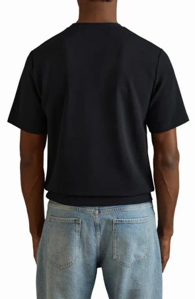 Reiss Mens Navy Wick Textured Stretch-woven T-shirt In Black