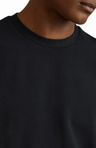Reiss Mens Navy Wick Textured Stretch-woven T-shirt In Black