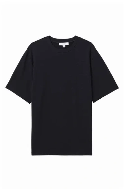 Reiss Mens Navy Wick Textured Stretch-woven T-shirt In Black