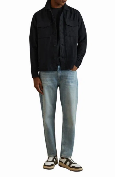 Reiss Mens Navy Wick Textured Stretch-woven T-shirt In Black