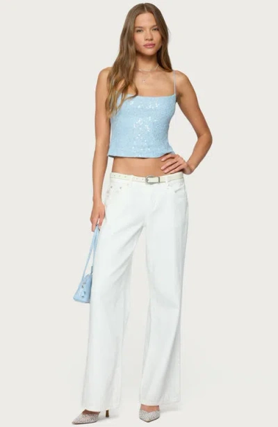 Edikted Sequin Crop Camisole In Blue