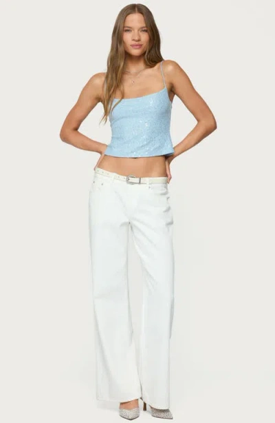 Edikted Sequin Crop Camisole In Blue