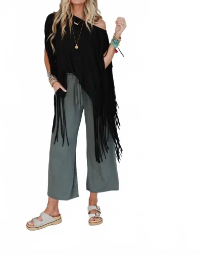 Three Bird Nest Showstopper Fringe Top In Black