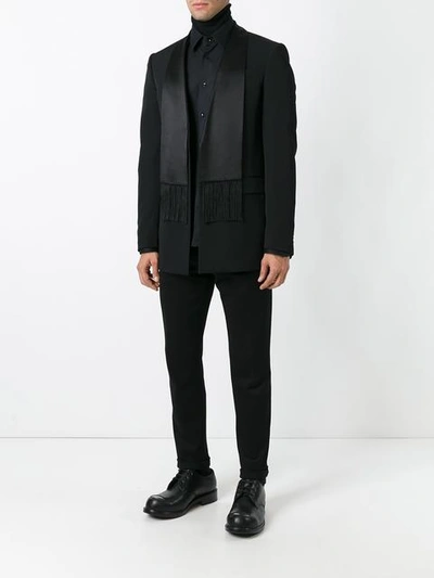 Shop Givenchy Scarf Lapel Blazer In Black