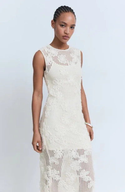 Mango Floral Crochet Dress Ecru In White