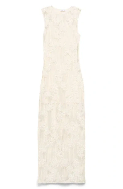 Mango Floral Crochet Dress Ecru In White