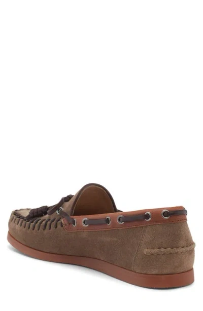 Valentino Garavani Palm Avenue Crust Leather Boat Shoes In Brown
