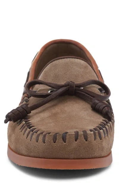 Valentino Garavani Palm Avenue Crust Leather Boat Shoes In Brown