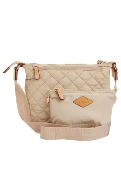 Mz Wallace Metro Scout Deluxe Quilted Nylon Crossbody Bag In Buff/light Gold