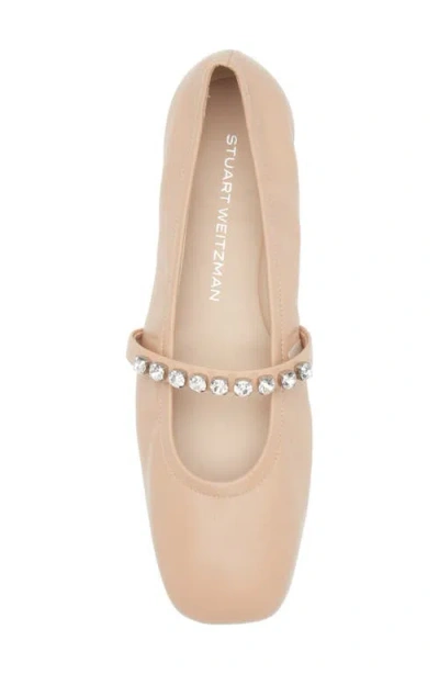 Stuart Weitzman Goldie Faux Pearl-embellished Leather Ballet Flats