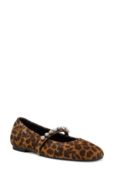 Stuart Weitzman Supermoto Leopard Mary Jane Ballerina Flats