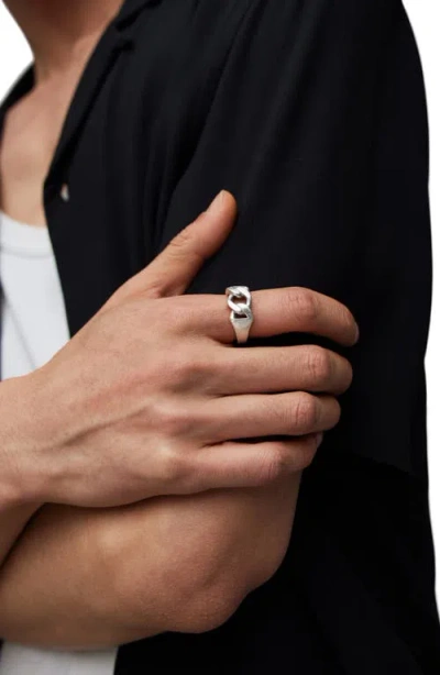 Allsaints Curb Chain Ring In Silver