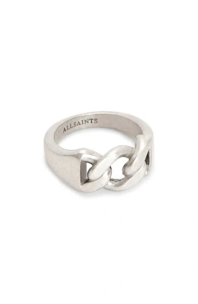 Allsaints Curb Chain Ring In Silver