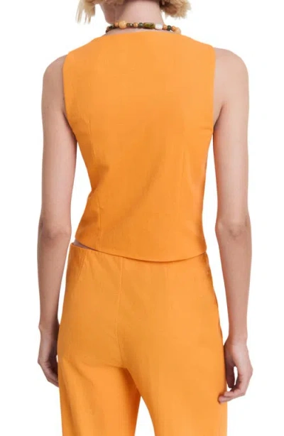 Mango Tailored Square Neck Button Through Top Co-ord In Yellow