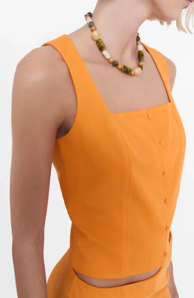 Mango Tailored Square Neck Button Through Top Co-ord In Yellow