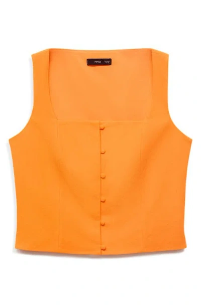 Mango Tailored Square Neck Button Through Top Co-ord In Yellow