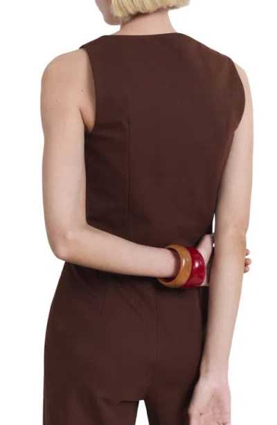 Mango Buttons Cotton Top Chocolate In Brown