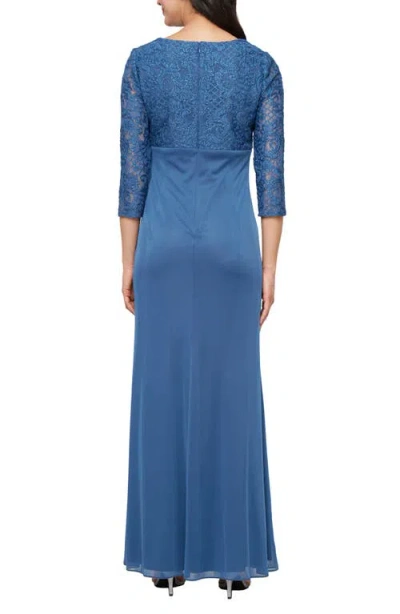 Alex Evenings Women's Lace-bodice Cascade-ruffle Gown