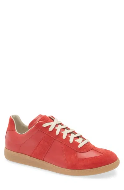 Maison Margiela Modern Sneakers With Suede Panels And Rubber Sole In Red