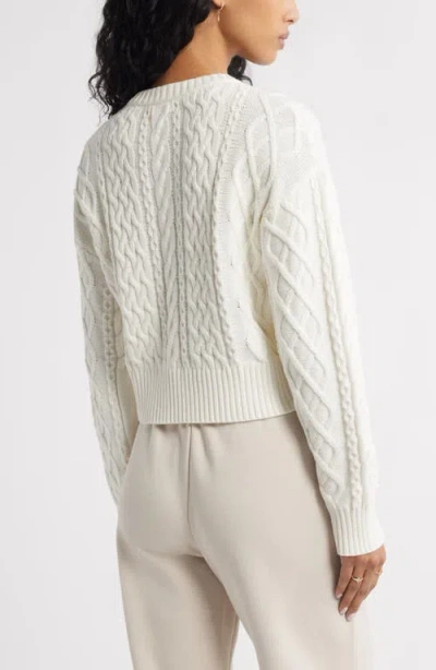 Bp. Cable Pullover Sweater In White