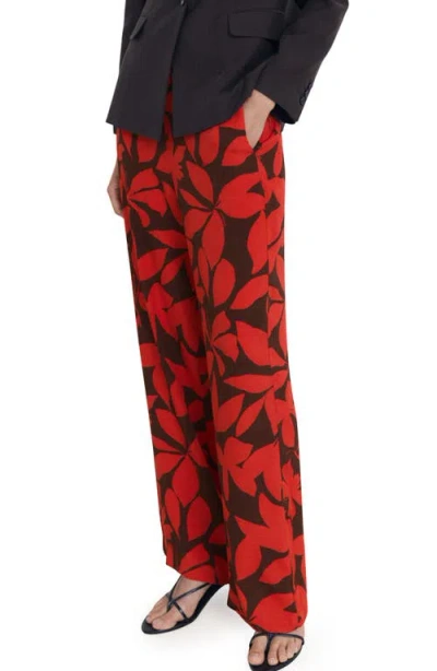 Mango Women's Flowy Printed Pants In Red