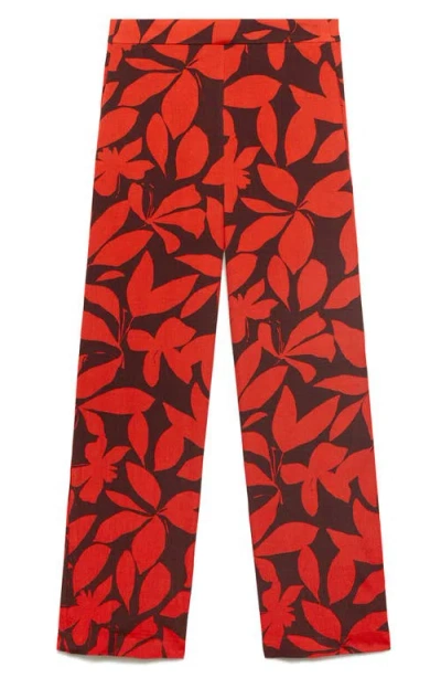 Mango Women's Flowy Printed Pants In Red
