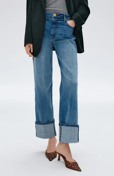 Kut From The Kloth Sienna High Waist Cuffed Hem Wide Leg Jeans In Blue