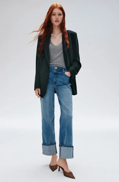Kut From The Kloth Sienna High Waist Cuffed Hem Wide Leg Jeans In Blue